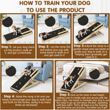 55.11" Adjustable Dog Ramp for Bed - Upgraded Wooden Pet Ramp with Non-Slip Silicone Surface and Side Rails, 6 Height Settings (19.68-27.55"), Holds Up to 250lb, Pet Stairs for Senior & Large Dogs