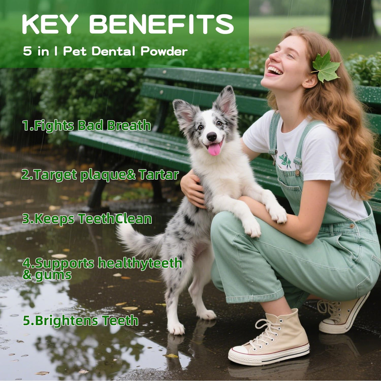 Dog Dental Powder – Helps Clean Teeth & Reduce Tartar, Fresh Breath Support, Natural Dental Care for Dogs, Easy to Use, 60-Day Supply