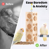 JONS NTY 2 Pcs Wooden Bird Chew Toys - 7.9 Inch Hanging Parrot Toys, with 92 Detachable Corks, Relieve Boredom & Anxiety, Foraging Toys, for Parakeet, Cockatiel, Conure, Budgie, Lovebird