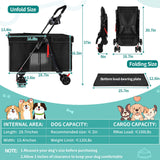 Medium Dog Stroller for Large Dogs, Pet Stroller for Medium Dogs Up to 100lbs, All-Terrain with Handle & Canopy, Storage Organizer, Waterproof Oxford Fiber Black