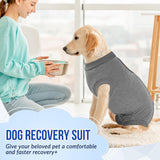 SlowTon Dog Recovery Suit - Surgery Recovery Suit for Female Male Dogs, Dog Onesie After Spay Abdominal Wounds, E-Collar Cone Alternative Prevent Licking Pet Surgical Suit(Grey,M)