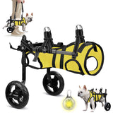 LOKSHUN Small Dog Wheelchair for Back Legs, Adjustable Rear Leg Mobility Support for Small Dogs up to 22 lbs, Lightweight Dog Mobility Cart with 2-in-1 Leash, LED Light, Heavy-Duty Wheels (Yellow-S).