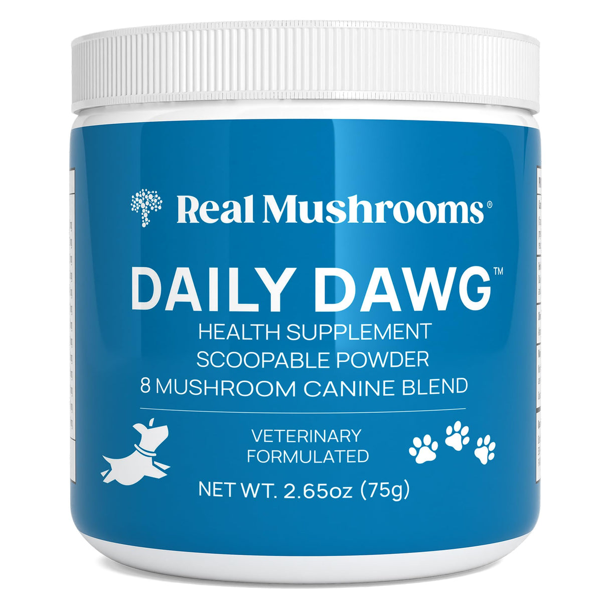 Real Mushrooms Whole Dog Health – Functional Mushroom Blend for Dogs with Lion’s Mane, Cordyceps, Turkey Tail, Reishi, Shiitake for Overall Wellbeing of Dogs – 2.65 oz Powder Supplement