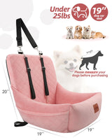 WOOAIDAGG Dog Car Seat for Small Dogs Up to 25lbs,Soft Washable Fabric Fill in Memory Foam,Easy to Assemble with 2 Clip-On Safety Leashes and Storage Pockets,Front or Back Seat are Both OK (Pink)