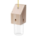 Carpenter Bee Trap for Outside - Shed Style Nature Hanging Wood Trap for Outdoor with Removable Bee Vault Plastic Jar (1 Pack)