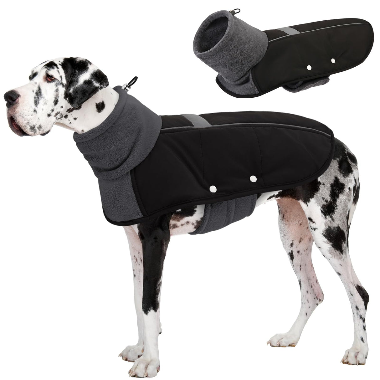 ASENKU Dog Coat, Dog Winter Jackets with Fleece Turtleneck, Windproof, Reflective Pet Snow Jacket for Cold Weather,Coats for Extra Large Size Dogs, Black, XXXXL