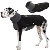 ASENKU Dog Coat, Dog Winter Jackets with Fleece Turtleneck, Windproof, Reflective Pet Snow Jacket for Cold Weather,Coats for Extra Large Size Dogs, Black, XXXXL