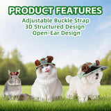 Pet Sun Visor Hat for Small Medium Dogs & Cats - UV Protection Cap with Bear Ears Adjustable Strap Ear Holes, Summer Sunshade for Puppies Pug Chihuahua Shih Tzu Yorkshire Terriers (Green,Small)