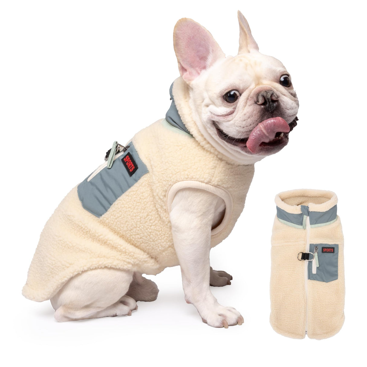 FEimaX Dog Winter Coat Fleece Lined Dog Jacket with High Collar&Zipper, Snowsuit for Small to Medium Dogs, Windproof Puppy Cold Weather Coats with D-Ring Leash, Durable Doggie Vest Pet Snow Vest