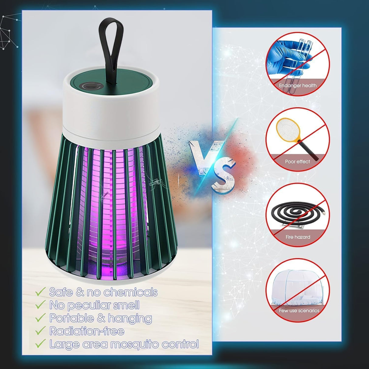 2/3Pcs Mozz Guard 𝑴osquito 𝒁apper 2024, New Generation Portable Cordless Mozzguard 2.0,USB Charing and Low Noise, Suitable for Indoor, Home Garden, Camping (2pcs)