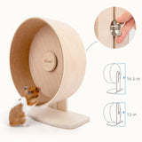 Niteangel Wooden Hamster Exercise Wheel: - Silent Hamster Running Wheel for Hamsters Gerbil Mice and Other Similar-Sized Small Pets (M)