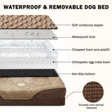 INVENHO Orthopedic Dog Beds Large Sized, XL Washable Egg-Crate Memory Foam Dog Couch with Washable Removable Cover, Waterproof Lining and Nonskid Bottom