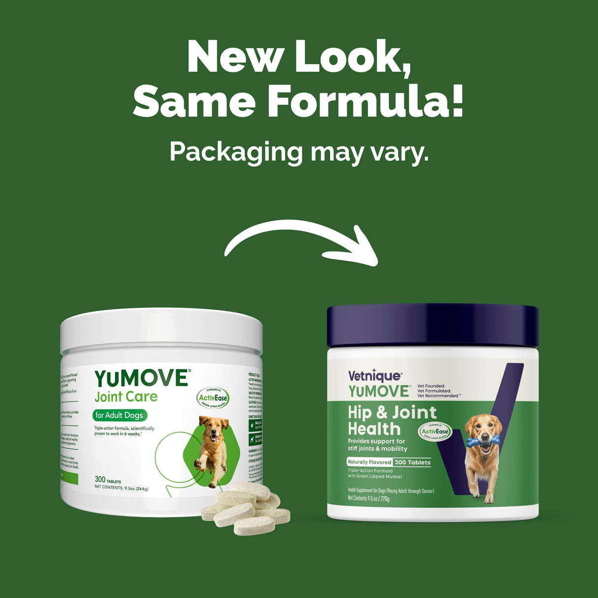 Yumove Hip & Joint Supplement for Dogs with Glucosamine, Hyaluronic Acid, Green Lipped Mussel & Omega 3 Joint Supplement - Regular or Advanced Strength (300 Count, Chewable Tablets)