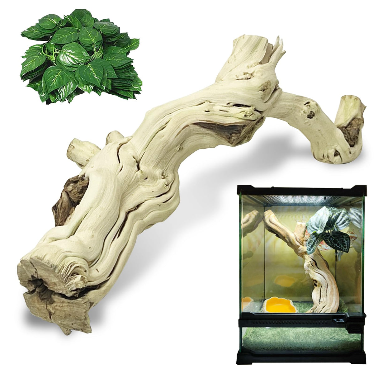 VCEPJH Large Snake Climbing Branch Decor 15.5 in Natural Reptile Wood Cork Log Bearded Dragon Tank Accessories Tree Trunk for Chameleon Gecko Ball Python Frog