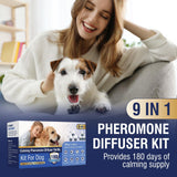 Diffuser Kit Dog Pheromones Appeasing Pheromone Diffuser to Calm Reduce Aggression Fighting Barking (3 Plug in+ 6 Pack 48ml Refill) for Anxiety Relieve Relief