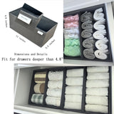 Bructhun Sock Drawer Organizer 3 Pack - Collapsible Fabric Storage Bins for Underwear Divider, Small Closet Organizers with 3 Compartments, Gray