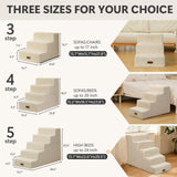 Aodisman Pet Stairs for High Bed, 5-Step Dog Stairs for Small Dogs, Indoor Non-Slip Dog Steps for Old Cats, Puppy, Small Medium Dogs,22.6" H,Beige