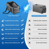 Center Console Dog Car Seat - Suitable for Small Dogs and Puppies Up to 12 lbs,Portable Armrest Booster with Safety Belt, Easy-Clean Technical Cloth,Safety Leash,Storage Bag,Multi-Function Pet Carrier