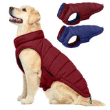 QBLEEV Reversible Dog Coat for Large Dogs, Waterproof Windproof Winter Jacket Keeps Big Breeds Warm & Dry, Adjustable Hook & Loop Puffer Vest, Wine Red, 3XL – Fits Labrador, Weimaraner, Great Dane