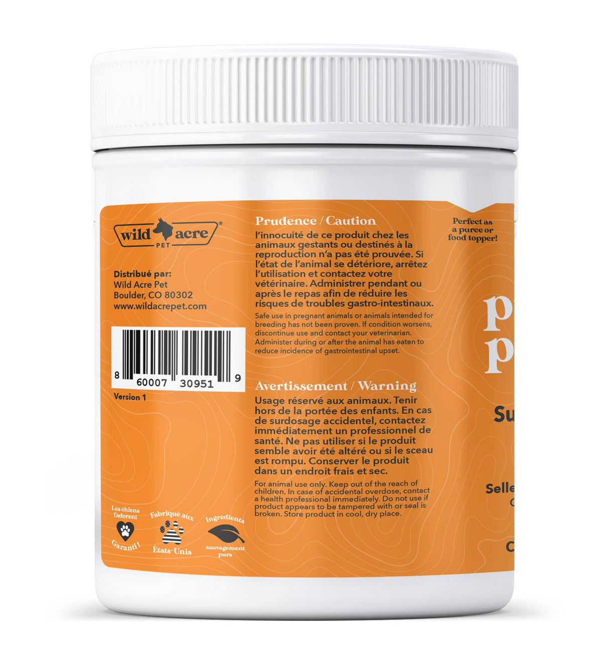 Wild Acre Pumpkin Powder for Dogs - No More Diarrhea or Scoots! - Digestive Puree Treat or Food Topper - Fiber Supplement for Dogs with Prebiotics, 16oz