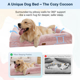 Yiruka Jumbo Dog Bed for Extra Large Dogs, Washable Orthopedic Dog Bed with 4-Sides Removable Bolster, Waterproof Non-Slip Egg-Crate Foam Pet Couch Sofa, Pink