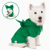 Allisandro Dog Hoodie with Interchangeable Bow Ties, Puppy Exquisite Pocket Doggie Winter Clothes, Pet Hooded Sweatshirt, L, Green