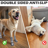 EXPAWLORER Dog Socks to prevent Licking and Slipping, Winter Dog Shoes for Cold Weather Snow, Paw Protectors for Hardwood Floors Anti-Slip, Dog Booties for Small Medium Large Senior Dogs,Black Grey XL