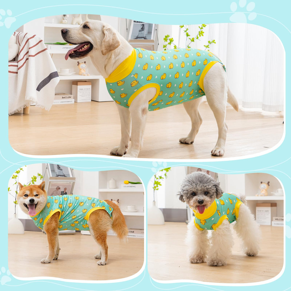 Avont Dog Recovery Suit, Surgery Shirt for Female Spay Male Neuter Skin Conditions, Surgical Onesie Bodysuit Prevent Licking Dog E Collar Cone Alternative -Duck (XL)