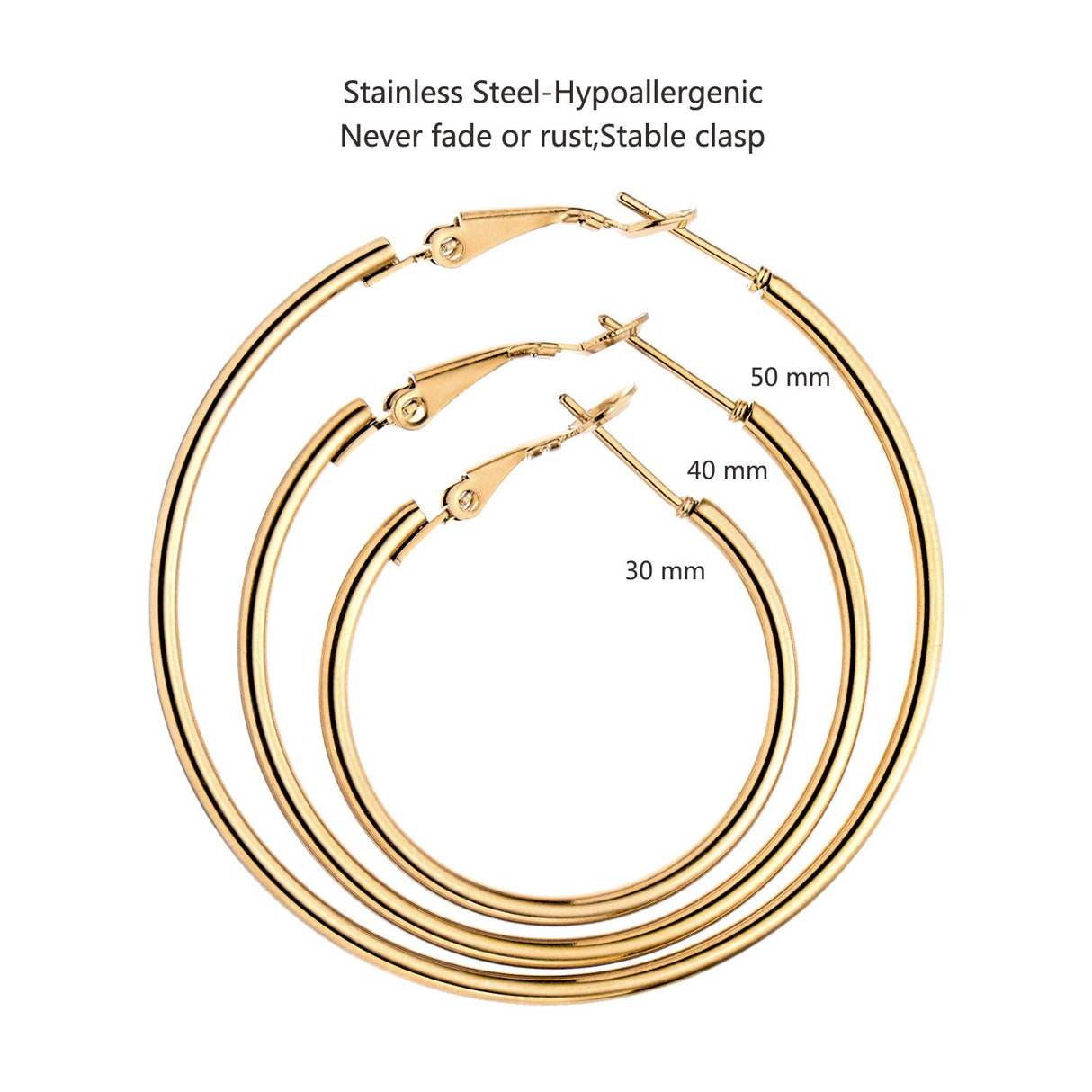 6 Pairs Gold Silver Plated Hoop Earrings for Women, Hypoallergenic Stainless Steel Gold Hoops Silver Hoop Earrings Set, Lightweight Large Small Hoops Women Earrings Loop Earrings Set
