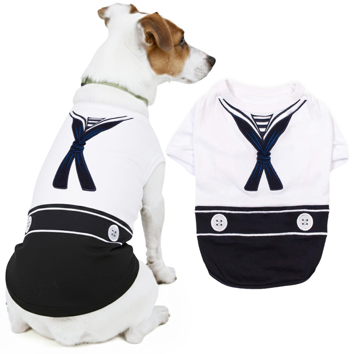 Parisian Pet Sailor Dog Costume - 100% Cotton Dog Clothes for Large Dogs Boys - Lightweight, Breathable Puppy Outfits - Funny French Bulldog Clothes - Cute Navy Pet Shirt - Stretchy T Shirt for Dogs