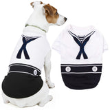Parisian Pet Sailor Dog Costume - 100% Cotton Dog Clothes for Large Dogs Boys - Lightweight, Breathable Puppy Outfits - Funny French Bulldog Clothes - Cute Navy Pet Shirt - Stretchy T Shirt for Dogs