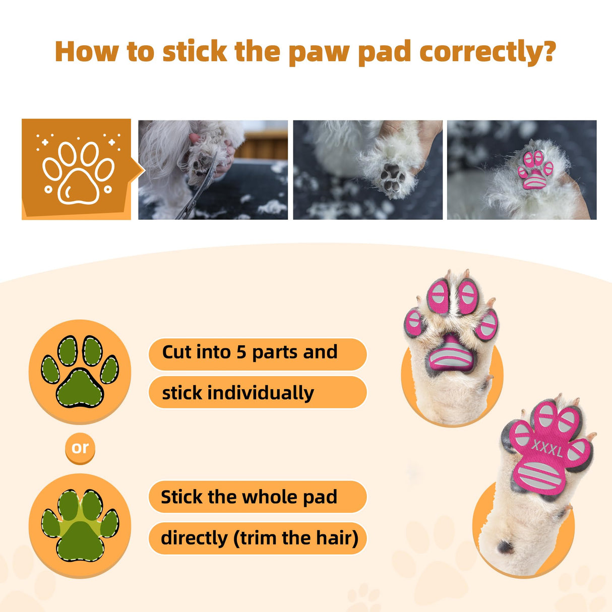 Anti-Slip Dog Paw Protector Pads for Senior Dogs, Dog Paw Adhesive Pads on Hardwood Floor,Senior Pets Essentials with Strong Traction,Puppy Grippers,Pink,12 Sets 48 pc L