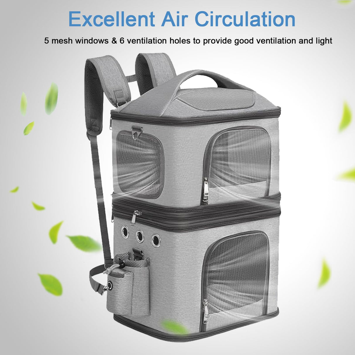 HOVONO Detachable Double Pet Carrier Backpack for Cats and Small Dogs, Cat Travel Carrier for 2 Cats, Perfect for Traveling/Hiking/Camping, Grey