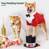 Kuoser Dog Tuxedo and Bandana Set, Dog Wedding Suit with Bow Tie, Formal Pet Tux Party Birthday Costume Shirt for Small Medium Large Dogs, Puppy Prince Attire Outfit for Halloween Valentines Christmas