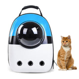 MYKOMI Pet Travel Carrier, Cat Dog Dome Space Capsule Bubble Backpack, Portable Waterproof Breathable Knapsack for Hiking, Traveling (Blue/White)