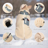 FEimaX Dog Winter Coat Fleece Lined Dog Jacket with High Collar&Zipper, Snowsuit for Small to Medium Dogs, Windproof Puppy Cold Weather Coats with D-Ring Leash, Durable Doggie Vest Pet Snow Vest