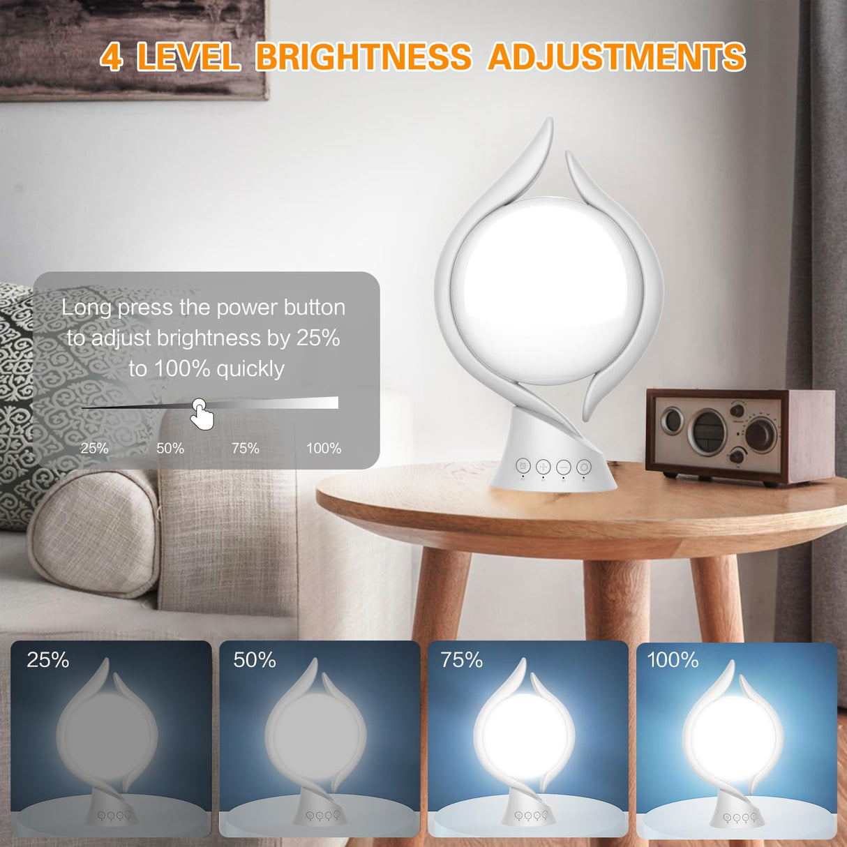 Voraiya® Light Therapy Lamp 10000 Lux, UV-Free Therapy Light with 5 Brightness & 3 Color Temperature, 4 Timer & Memory Function, Full Spectrum, Bright Seasonal Sun Light Lamp for Bedroom, Office