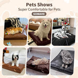 SOMAHE Dog Bed Medium Size Dog Orthopedic Beds for Small Dogs with Removable Washable PU Leather Cover Waterproof Black 35.4×27.5×4inch