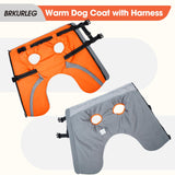 BRKURLEG Dog Winter Jackets for Large Dogs, Dog Coat with Harness Built in, Dogs Snowsuits with Zipper, Waterproof Windproof Pet Puffer Jacket Fleece Vest for Labrador, Dalmatian, Orange XXL