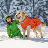 Yoochee Dog Coat, Warm Dog Winter Coat for Small Dogs, Waterproof Jacket with Harness Built in, Reflective Turtleneck Cold Weather Coats with Zipper,Pet Fleece Vest Snow Jacket, Orange S