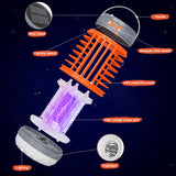 Solar Bug Zapper Outdoor Waterproof Mosquito Zapper for Patio Home Camping, 3 in 1 Cordless Rechargeable Mosquito Repellent Outdoor Patio Flashlight, Mosquito Killer Indoor - Orange, 2 PCS Pack White