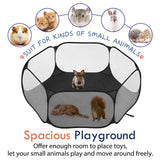 Pawaboo Small Animals Playpen, Waterproof Small Pet Cage Tent with Strong Steel Wire Frame, Portable Outdoor Yard Fence for Chick/Kitten/Puppy/Guinea Pig/Rabbits/Hamster/Chinchillas, Black