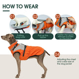 Kuoser Dog Coat, 2 in 1 Dog Jacket with Harness Built in, Winter Waterproof Puppy Puffer Jacket Snowsuit for Small Medium Large Dogs, Cold Weather Reflective Pet Fleece Hunting Vest with Zipper