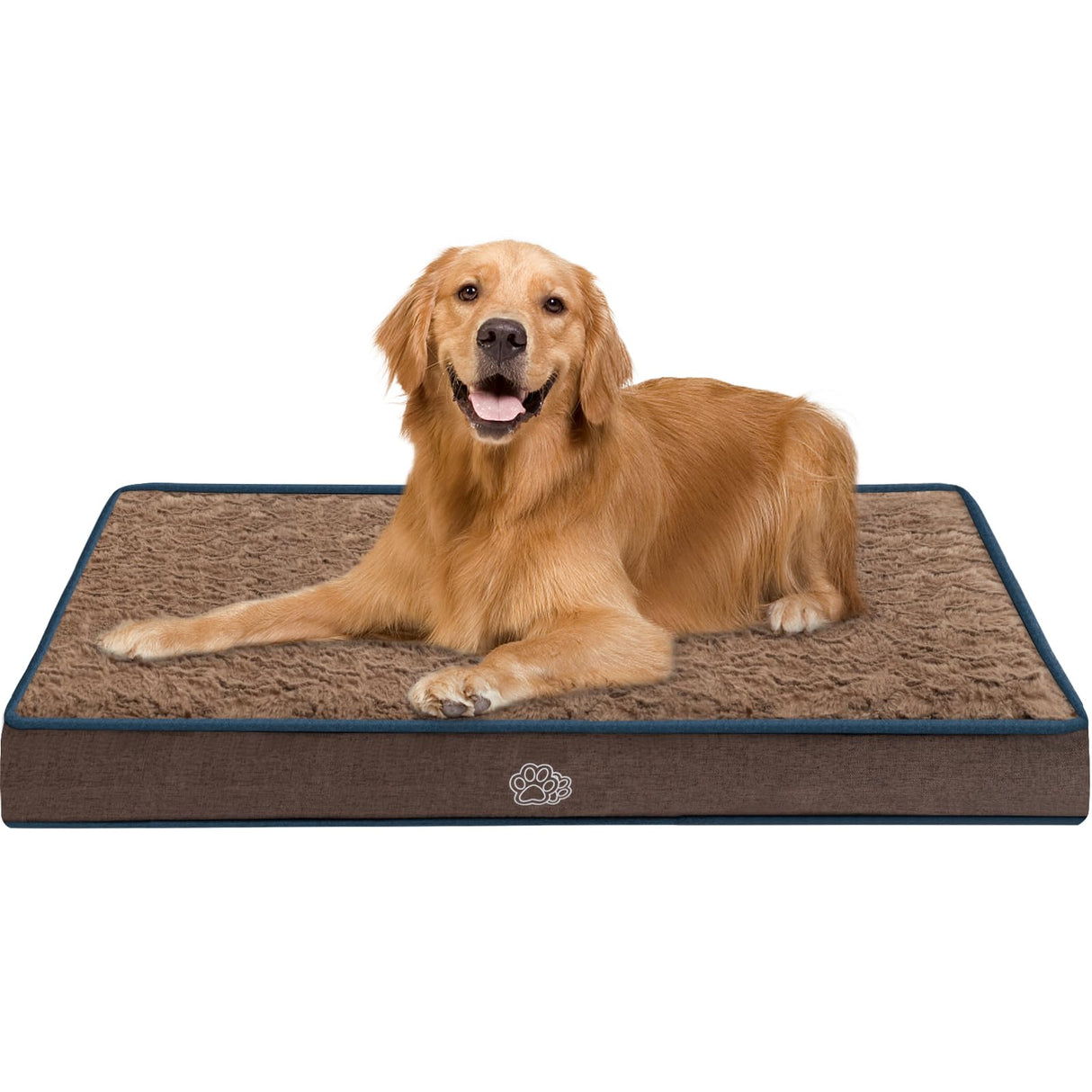 EMPSIGN Dog Bed Mat 41 Inch Reversible Warm & Cool,Washable Dog Crate Bed with Egg Crate Foam Support, Pet Sleeping Mat for Large Medium Small Dogs, Fluffy Kennel Pad(Brown)