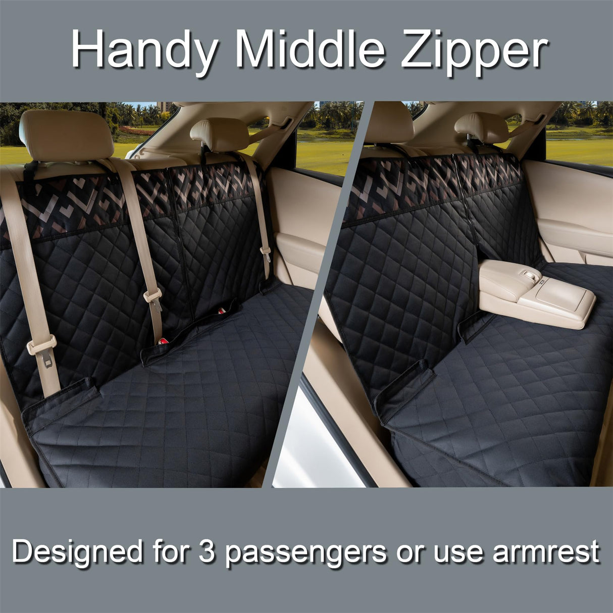 YOVEEKLE Back Car Seat Cover for Dogs, Nonslip Waterproof Dog Car Seat Protector for Rear Bench Stays Securely in Place Fits for Vehicles & SUVs (Black)
