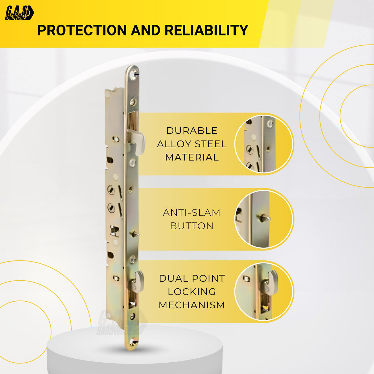Multi-Point Mortise Lock Replacement with 11-3/4" Face Plate for Sliding Patio Glass Door | Dual-Point Security with Anti-Slam Pin - 11" Hole Spacing | Fix & Repair Locking Mechanism