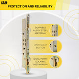 Multi-Point Mortise Lock Replacement with 11-3/4" Face Plate for Sliding Patio Glass Door | Dual-Point Security with Anti-Slam Pin - 11" Hole Spacing | Fix & Repair Locking Mechanism