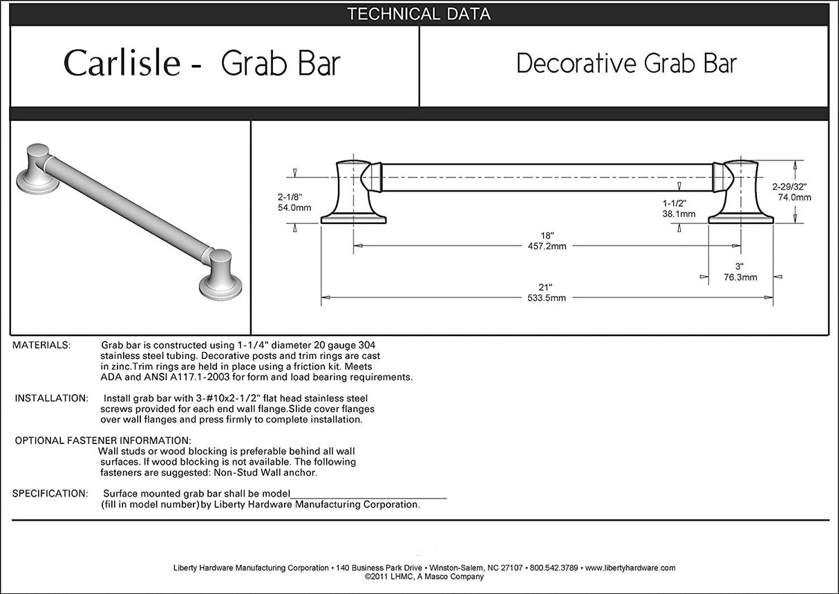 Delta Faucet DCL5924-BN Carlisle Wall Mounted 24" Decorative Bath Safety Grab Bar in Satin Nickel