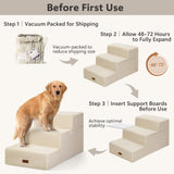 AODISMAN Dog Stairs for Large Dogs 18" H, Extra Wide Dog Steps for High Beds & Couches, 20" Wide Deep Steps, Non-Slip Dogs Ramp, 3-Step Pet Stairs, Beige