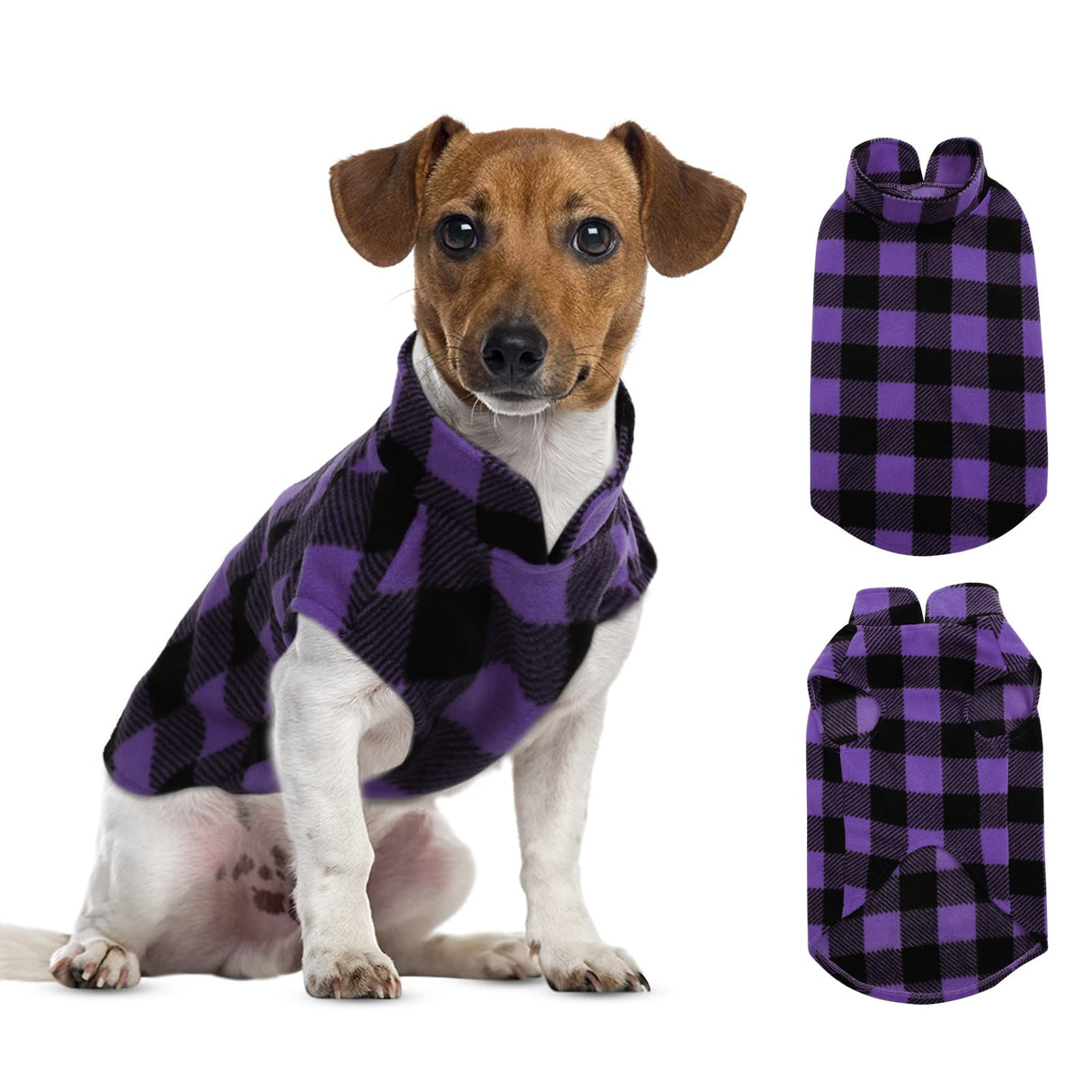 ASENKU Dog Sweater - Plaid Fleece Vest, Soft Comfortable Pet Pajamas, Warm Winter Shirt, Cold Weather Coat Jacket for Small & Medium Breeds